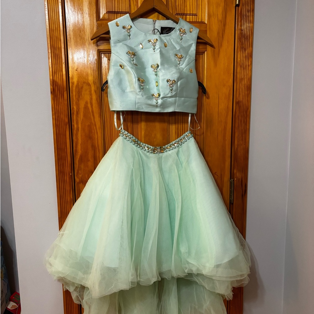 Camille La Vie Light Mint Embellished Two-Piece Formal Dress